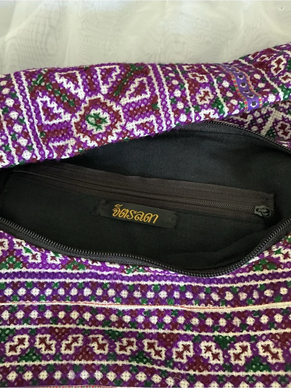 Purple Patterned Boho Shoulder Bag - Picture 5 of 5
